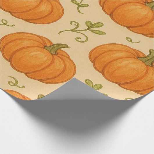 Niedliches Kürbismuster - Wrapping Paper - Hallowe Geschenkpapier (Ecke)