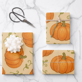 Niedliches Kürbismuster - Wrapping Paper - Hallowe Geschenkpapier Set