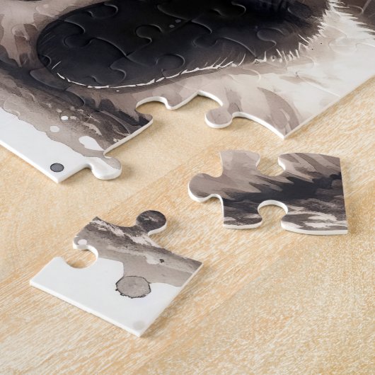 Niedliches Kurzes Haar Schwarze Katze Jigsaw Puzzl Puzzle (Seite)