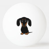 Niedliches Kurzes Haarblatt-Schwarz-Dackel-Muster Tischtennisball (Vorderseite)