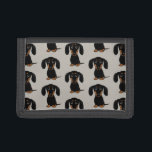 Niedliches kurzhaariges Schwarzes und Tri-fold Geldbeutel<br><div class="desc">Die Geldbörse des Dackel-Hundeliebhabers.</div>