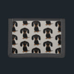 Niedliches kurzhaariges Schwarzes und Tri-fold Geldbeutel<br><div class="desc">Die Geldbörse des Dackel-Hundeliebhabers.</div>