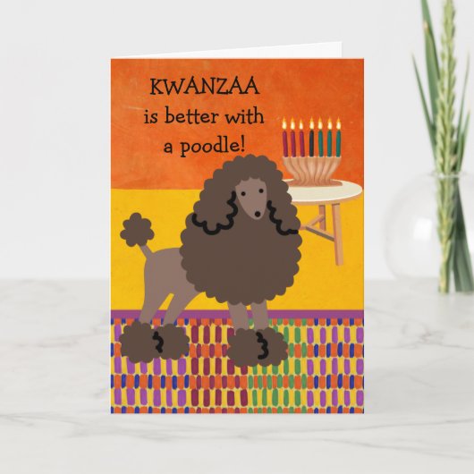 Niedliches Kwanzaa ist besser mit einem Poodle Hun Karte (Vorderseite)