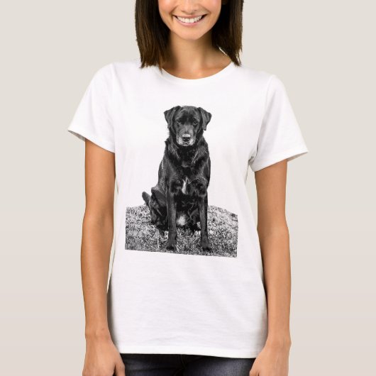Niedliches Labrador Black Doppy-Welpen T-Shirt (Vorderseite)