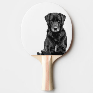 Niedliches Labrador Black Doppy-Welpen Tischtennis Schläger