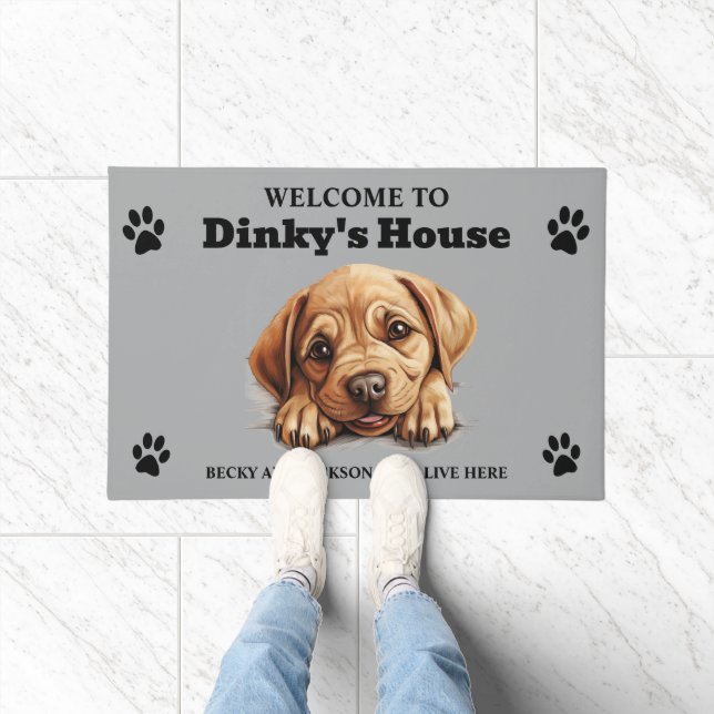 Niedliches Labrador Bulldog Foto Fußmatte (Indoor)