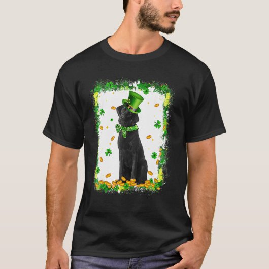 Niedliches Labrador Dog St Patricks Day Irish Klee T-Shirt (Vorderseite)