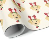 Niedliches Labrador mit Reindeer Hat Pattern Weihn Geschenkpapier (Rolleneckpunkt)