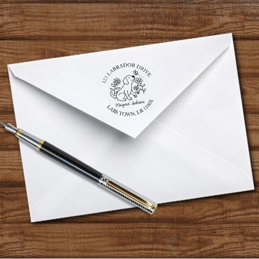 Niedliches Labrador, Welpe, Blume, Rücksendeadress Permastempel