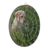 Niedliches Labrador Welpe im Gras Dartscheibe (Vorderseite Links)