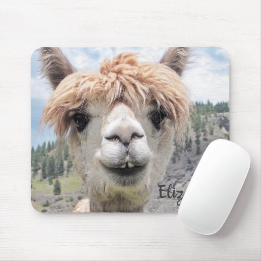 Niedliches Lächeln Alpaca Foto Image Mousepad (Mit Mouse)