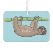 Niedliches Lächeln auf Bambus-Cartoon-Illustration Autolufterfrischer (Rückseite)