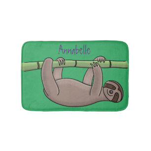 Niedliches Lächeln auf Bambus-Cartoon-Illustration Badematte