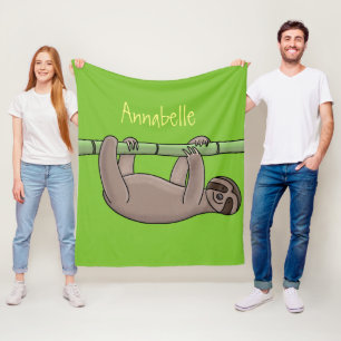 Niedliches Lächeln auf Bambus-Cartoon-Illustration Fleecedecke