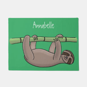 Niedliches Lächeln auf Bambus-Cartoon-Illustration Fußmatte