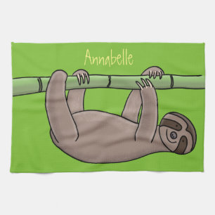 Niedliches Lächeln auf Bambus-Cartoon-Illustration Geschirrtuch