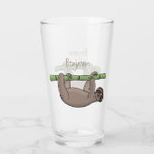 Niedliches Lächeln auf Bambus-Cartoon-Illustration Glas (Rückseite)