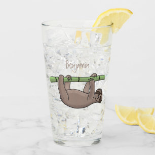 Niedliches Lächeln auf Bambus-Cartoon-Illustration Glas