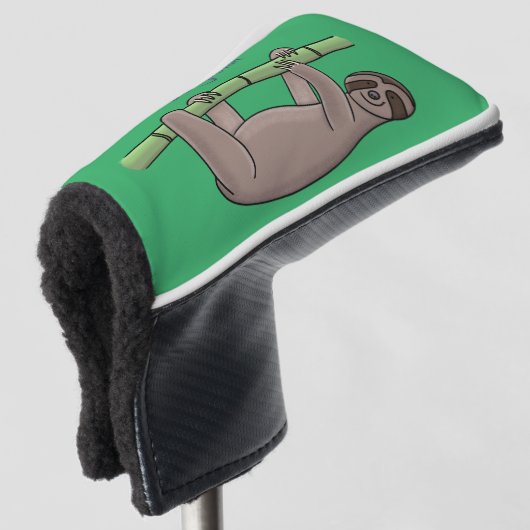 Niedliches Lächeln auf Bambus-Cartoon-Illustration Golf Headcover (3/4 Vorderseite)