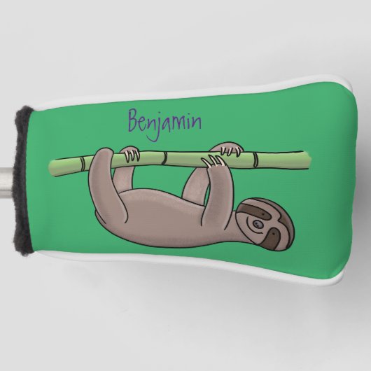 Niedliches Lächeln auf Bambus-Cartoon-Illustration Golf Headcover (Vorderseite)