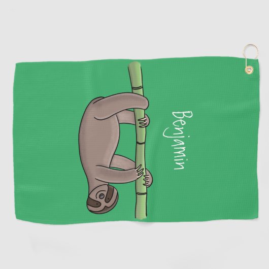 Niedliches Lächeln auf Bambus-Cartoon-Illustration Golfhandtuch (Horizontal)