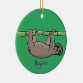 Niedliches Lächeln auf Bambus-Cartoon-Illustration Keramik Ornament (Rechts)