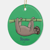 Niedliches Lächeln auf Bambus-Cartoon-Illustration Keramik Ornament (Links)