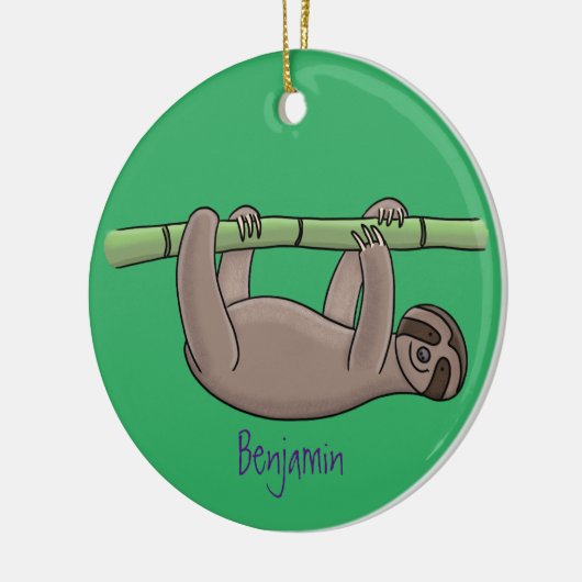 Niedliches Lächeln auf Bambus-Cartoon-Illustration Keramik Ornament (Links)