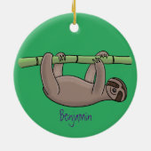 Niedliches Lächeln auf Bambus-Cartoon-Illustration Keramik Ornament (Hinten)