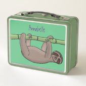 Niedliches Lächeln auf Bambus-Cartoon-Illustration Metall Brotdose (Rückseite)