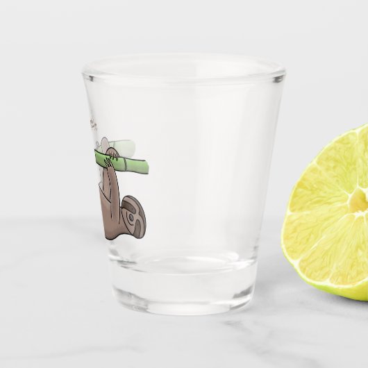 Niedliches Lächeln auf Bambus-Cartoon-Illustration Schnapsglas (Rechts)