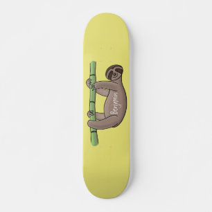Niedliches Lächeln auf Bambus-Cartoon-Illustration Skateboard
