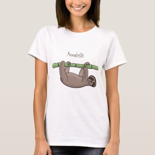 Niedliches Lächeln auf Bambus-Cartoon-Illustration T-Shirt (Vorderseite)