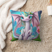 Niedliches Lächeln Baby Dragon mit Blume Kissen (Decke)