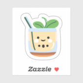 Niedliches Lächeln Boba Tea | Happy Face Adorable Aufkleber (Blatt)