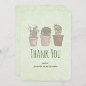 Niedliches Lächeln Cactus Trio Aquarelldesign Dankeskarte (Vorne/Hinten)