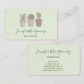 Niedliches Lächeln Cactus Trio Aquarelldesign Visitenkarte (Vorne/Hinten)