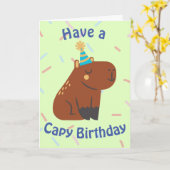 Niedliches Lächeln Capybara Capy Geburtstagskinder Karte (Gelbe Blume)