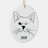 Niedliches Lächeln der Winking Cat Zeichnend Keramikornament (Rechts)