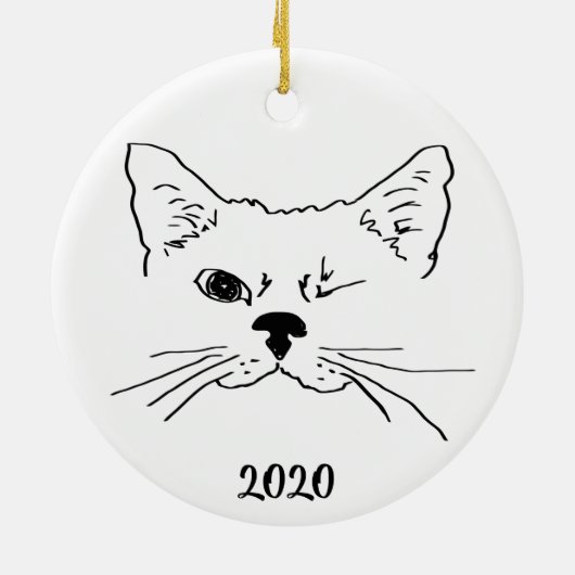 Niedliches Lächeln der Winking Cat Zeichnend Keramikornament (Hinten)