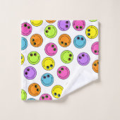 Niedliches Lächeln Emoji Faces farbenfroh Badhandtuch Set (Waschlappen)