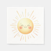 Niedliches Lächeln Gelbe Wasserfarbe Sonnenschein  Serviette (Vorderseite)