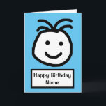 Niedliches Lächeln Gesicht Blauer Geburtstag Karte<br><div class="desc">Niedlicher Cartoon eines großen lächelnden Gesichts mit den Worten "Happy Birthday".  Die Karte hat einen einfachen blauen Hintergrund.  Personalisieren Sie diese Karte einfach,  indem Sie den Vorlagentext auf der Vorderseite bearbeiten,  um einen Namen und Wörter hineinzufügen.  Danke,  dass du meine Designs gesehen hast!</div>