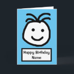 Niedliches Lächeln Gesicht Blauer Geburtstag Karte<br><div class="desc">Niedlicher Cartoon eines großen lächelnden Gesichts mit den Worten "Happy Birthday". Die Karte hat einen einfachen blauen Hintergrund. Personalisieren Sie diese Karte einfach, indem Sie den Vorlagentext auf der Vorderseite bearbeiten, um einen Namen und Wörter hineinzufügen. Danke, dass du meine Designs gesehen hast!</div>