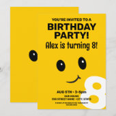 Niedliches Lächeln Gesicht Geburtstag Einladung (Vorne/Hinten)