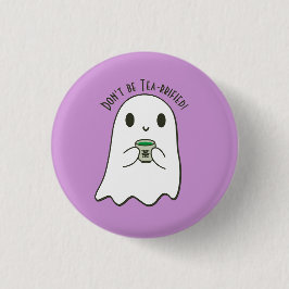 Niedliches Lächeln Ghost & japanisches Tea-Kanji Button