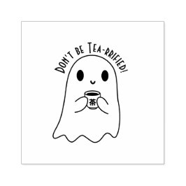 Niedliches Lächeln Ghost & japanisches Tea-Kanji Gummistempel