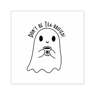 Niedliches Lächeln Ghost & japanisches Tea-Kanji Gummistempel