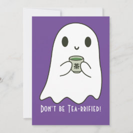 Niedliches Lächeln Ghost und japanischer Tee Kanji Einladung