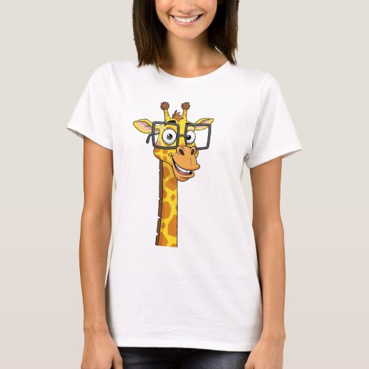 Niedliches Lächeln Giraffe mit Square Glasses T-SI T-Shirt (Vorderseite)